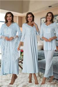 Effort Pijama Freya Effort Lohusa Hamile Sabahlıklı Pijama Takımı 4'lü Set