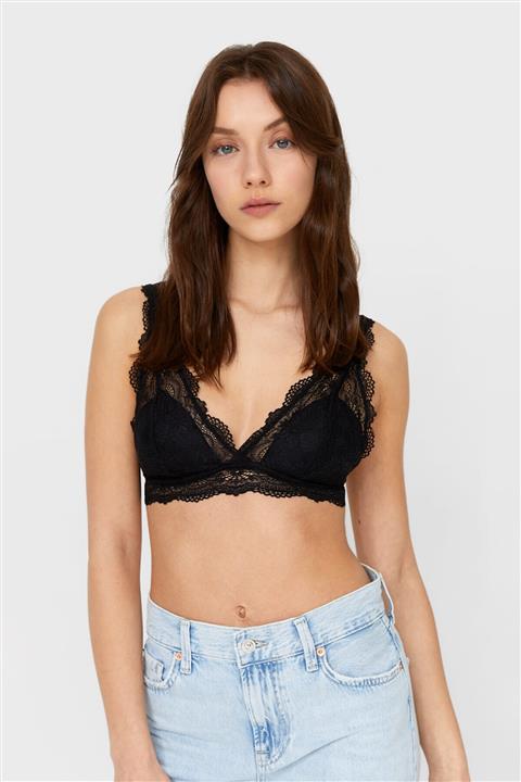 Stradivarius Kadın Siyah Dantelli Bralet 00402011