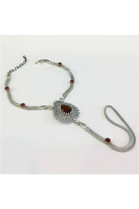 Tmt Silver Gümüş Bal Rengi Zirkon Taşlı Şahmeran Telkari Bileklik