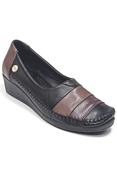 Mammamia Hakiki Deri Anatomik Dolgu Topuk Ayakkabı