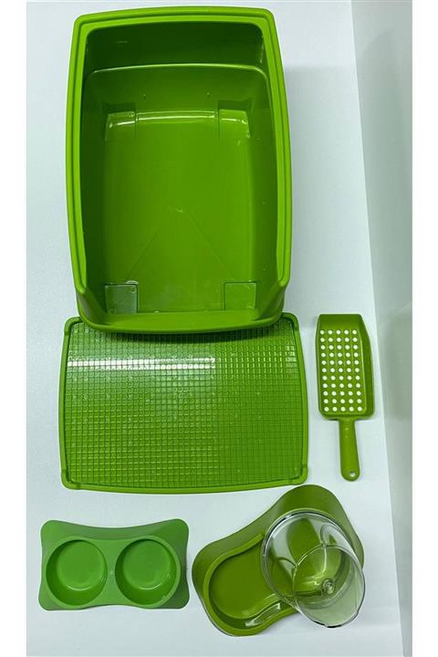 Mipsvibe Polıwork Yeşil 5 Li Set Yarı Kapalı Kedi Tuvaleti+ Büyük 2'li Suluk