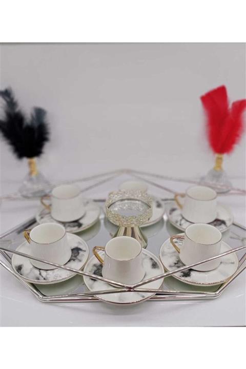 TEKBİR PORSELEN Aknur Plastik 6'lı Lüx Kahve Fincanı Kahve Takımı