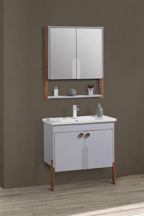 Tekoplus Buz Mavisi Solid Banyo Dolabı Takım 80 Cm