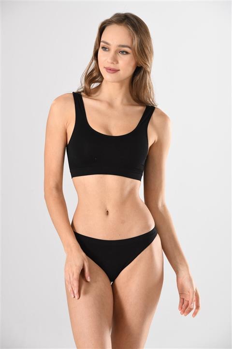 Miss Fit Kadın Siyah Dikişsiz Kalın Askılı Balensiz Basic Büstiyer Örme Geniş Beden Aralığı