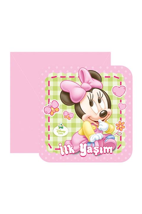 Eminonutoptanci Minnie Mouse Ilk Yaşım Parti Davetiyesi 6 Adet
