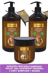 Ilgaz Naturix Organix Tuzsuz Keratin Şampuan 2 Adet 600 ml Onarıcı Bakım Şampuanı + 500 ml Keratin Bakım Maskesi