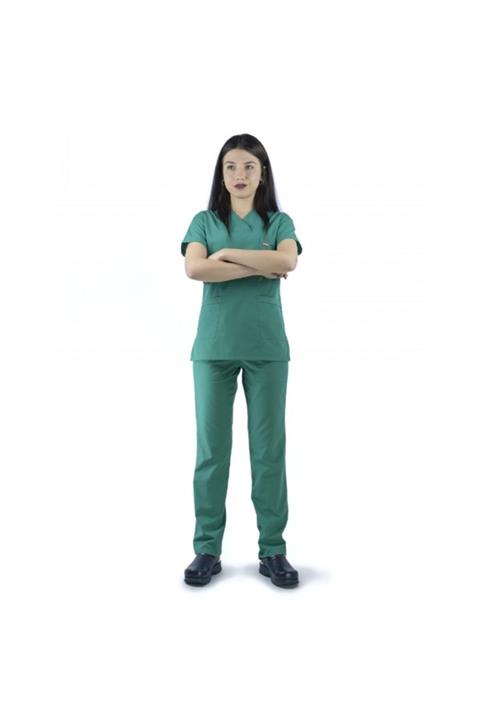 Bilenn Tekstil Ameliyathane Yeşili Kadın Terrycotton Scrubs Forma Takımı