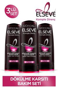 ELSEVE Komple Direnç Dökülme Karşıtı Bakım Kremi 360 ml 3'lü Set