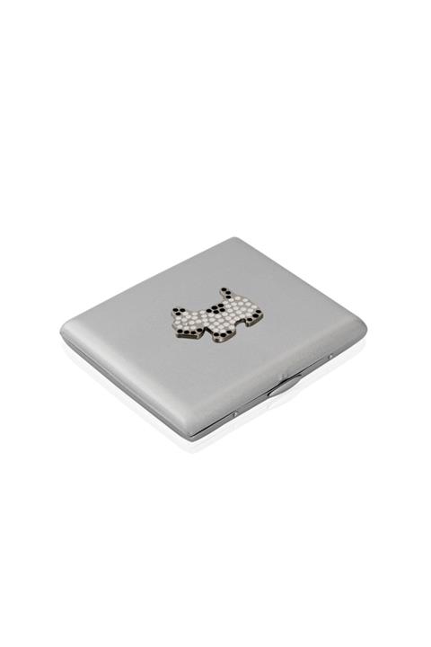 zekupp Gümüş Gri Sevimli Köpek Temalı Metal Tabaka