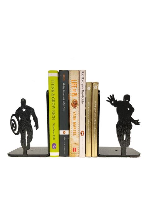 HouseART Kaptan Amerika - Iron Man - Dekoratif Metal Kitap Tutucu