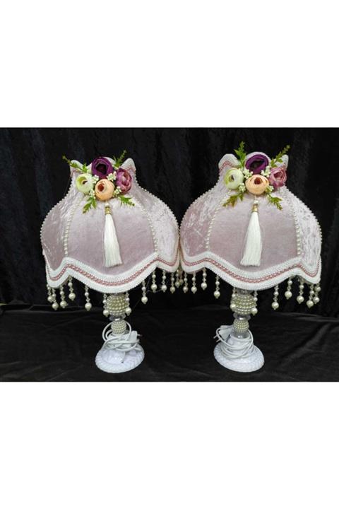 HÜLYA'NİN TASARIMEVİ Ekru Süslü Abajur