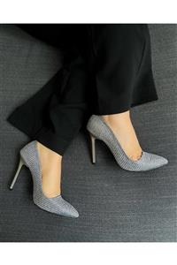 Sovrana Shoes Stiletto Gümüş Simli