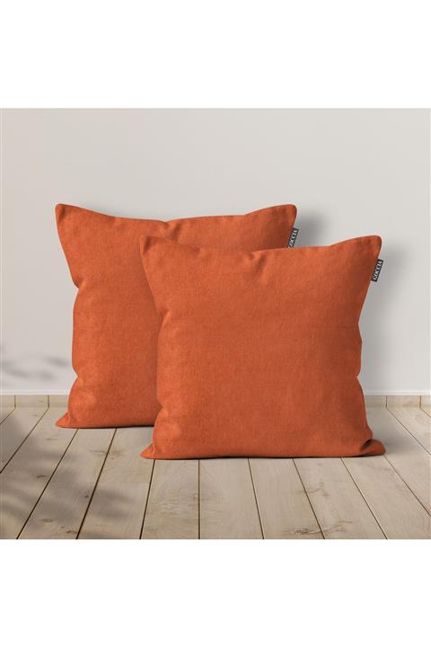 GOCCIA Kadife Dokulu Kırlent Kılıfı 2'li Kiremit