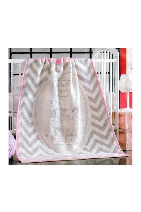 May Marka Çift Kat Kedili Polar Battaniye 90*120 Pembe