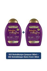 OGX Dolgunlaştırıcı Biotin&Kolajen Sülfatsız Şampuan 385ml + Bakım Kremi 385ml