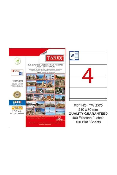 Tanex Etiket Laser 210x70 Tw-2370