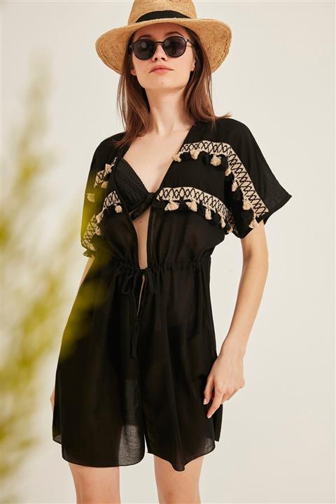 C&City Kadın Siyah Pareo Plaj Elbisesi