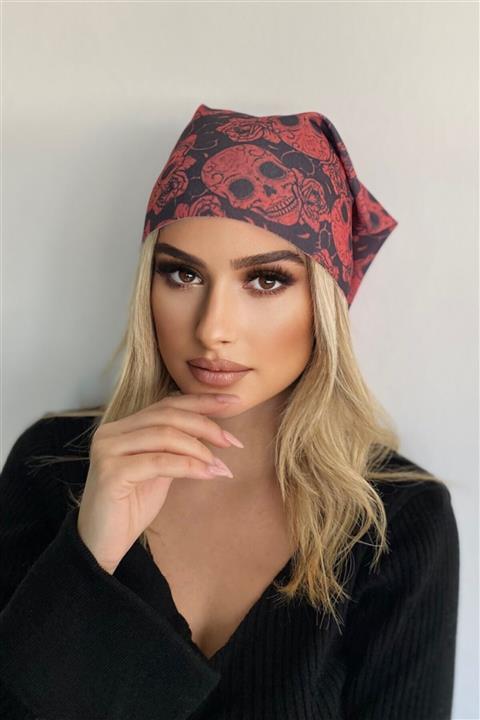 TAKIŞTIR Bordo Renk Kurukafa Desenli Çok Amaçlı Buff