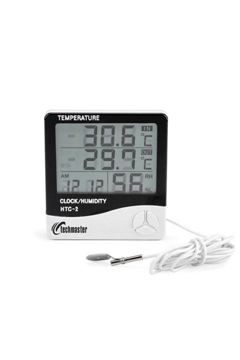 EMIR Htc-2 Dijital Termometre Saat Alarm Nem Ölçer Dış Sıcaklık Ölçer