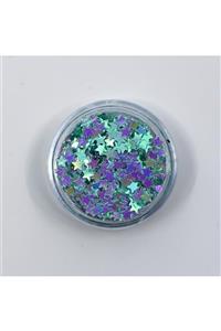 Glitter Jel Formlu Parlak Yüz Pulu - Blue Stars Face