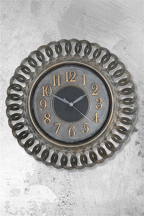 Muyika Design Muyika Ora Gümüş Eskitme Rengi  Sessiz Mekanizmalı Vintage Style Dekoratif Duvar Saati 55x55cm
