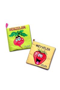 Tox 2 Kitap Meyveler Ve Sebzeler Kumaş Sessiz Kitap T113/t49 - Bez  Eğitici Oyuncak