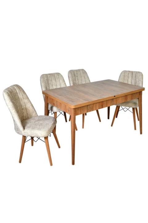 Efe Mobilya Amalfi Kelebek Açılır Ahşap Ayaklı 4 Kişilik Yemek Masası