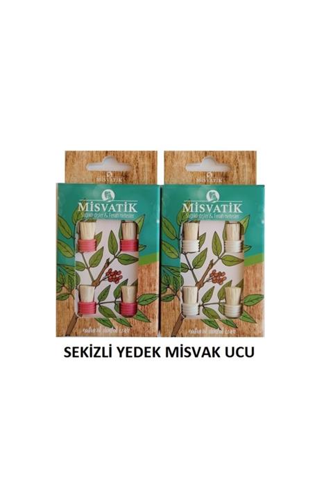 MİSVATİK Sekizli Yedek Misvak Diş Fırçası Ucu - Pembe + Beyaz