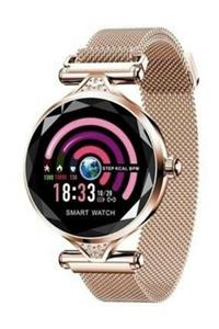 Noriyen H1 Smartwatch Bayan Akıllı Saat Adım Nabız Ölçer Iphone Android Uyumlu Pembe Rose Gold