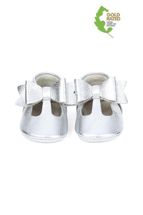 YoYo Junior Hakiki Deri Lame Kurdela Detaylı Bebek Patik