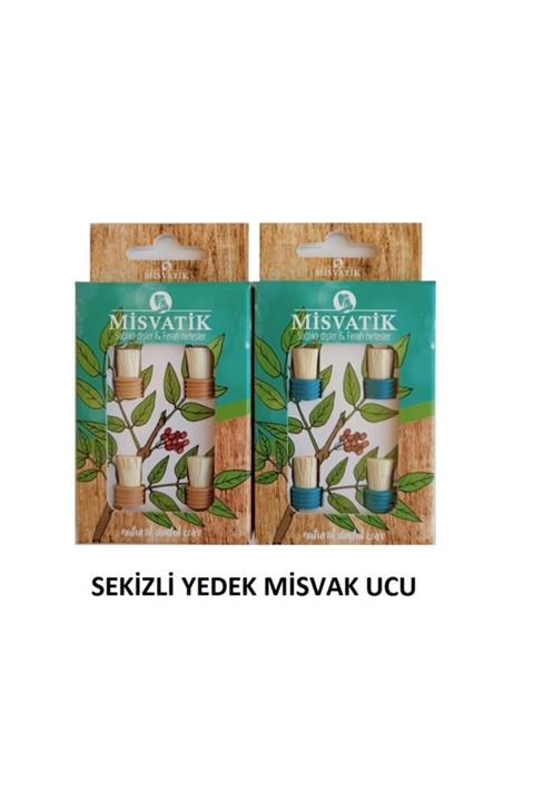 MİSVATİK Sekizli Yedek Misvak Diş Fırçası Ucu - Kahve + Mavi