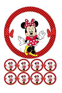 SEVVOM Boutique Minnie Mouse Resimli Yenilebilir Şeker Kağıt Pasta ve 8 Adet Kurabiye Baskısı