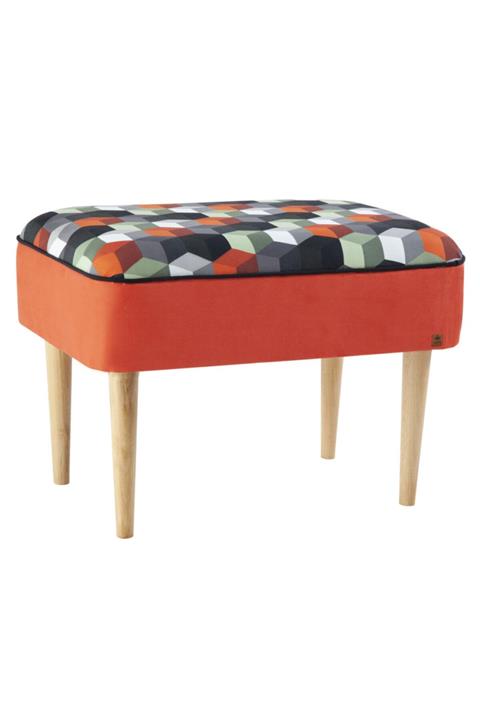 LUX VIE Puf Gürgen Ahşap Ayaklı 40x60 Cm Dekoratif Dikdörtgen Puf Rustik Bench Versal