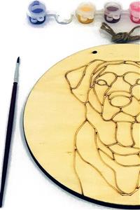 Art inside Renkli Köpek Temalı Ahşap Boyama Tuval Seti Hobi Kiti