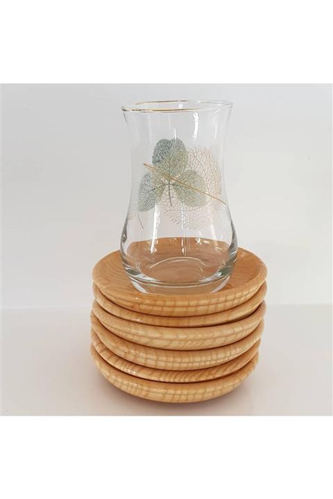 Ahşapdeluxe Ahşap 6'lı Çay Tabağı