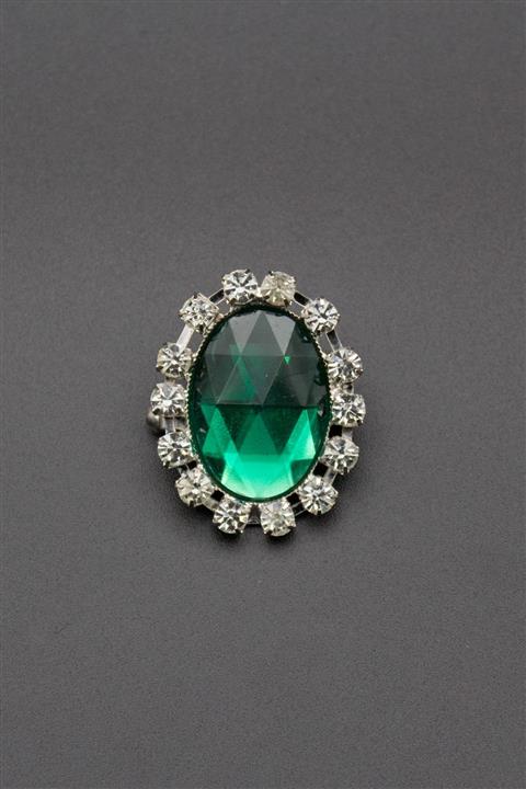 Güler Bijuteri Yeşil Ve Beyaz Taşlı Broş