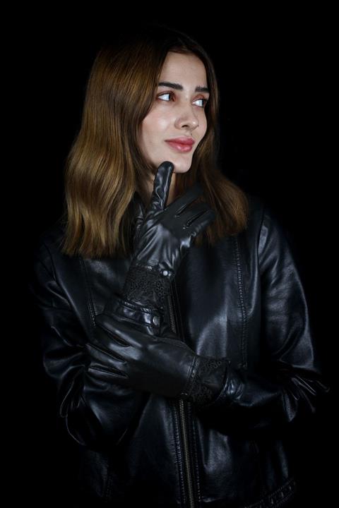 Beoje Kadın Eldiven Deri Dokunmatik Ekran Dantelli Tasarım