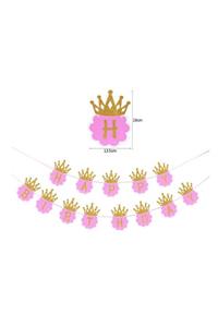 Muray Simli Happy Birthday Flama Dekor 3 Metre Pembe Renk