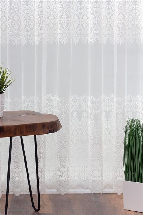 Brillant Tül Perde Dağ Yoğun İşlemeli Sıralı 1'e 3 Sık Pile 400x180