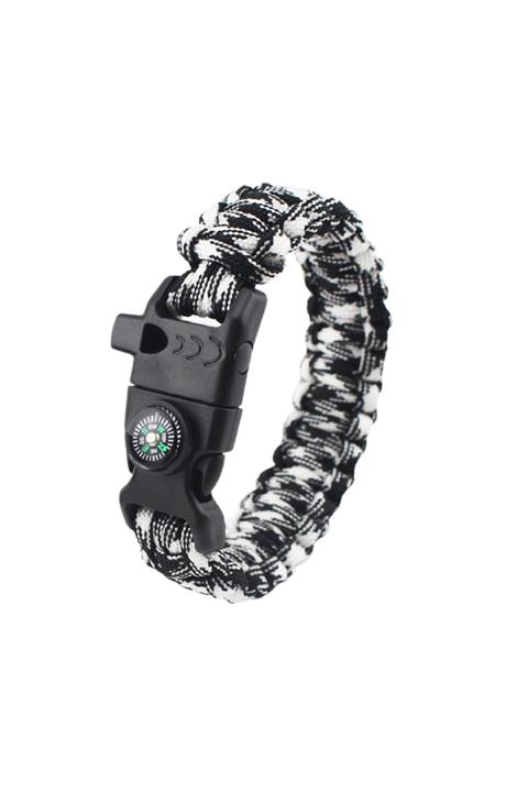 Lariss Paracord Siyah Beyaz Kamuflaj Bileklik