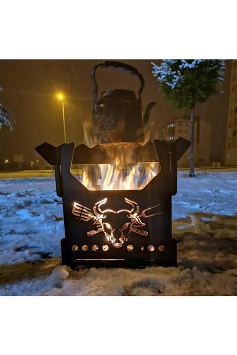 Çınar Extreme 2mm Metal Katlanır Bbq Boğa Kamp Ocağı Portatif Barbekü Izgara