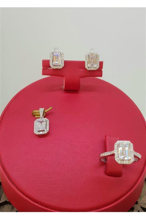 AltınAlalım Baget Taşlı Beyaz Altın Set