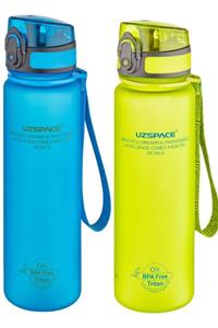Uzspace 500 ml Mavi Ve Yeşil Tritan Kırılmaz Matara Seti - 3026