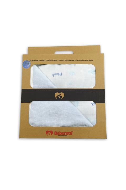 Beberotti Kadife Havlu/Çift Kat Müslin 75x90-Uçak Mavi