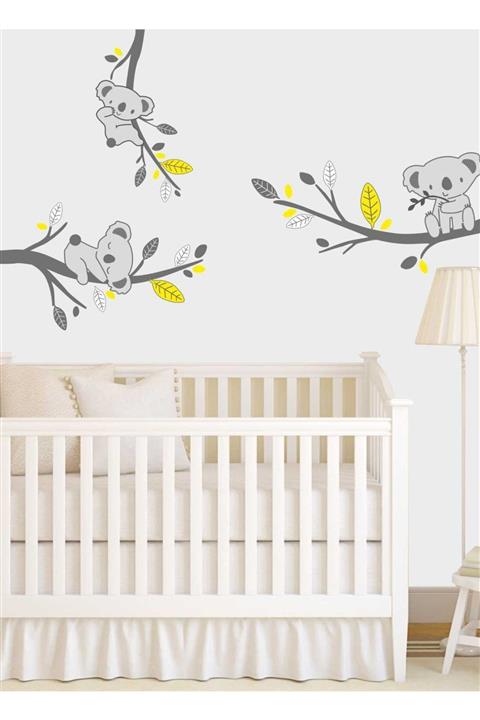 Piksel Grafik Koala Ve Ağaç Dalları Çocuk Odası Duvar Sticker