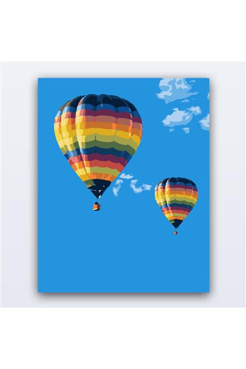 iRessam Sayılarla Kanvas Tuval Numaralı Tablo Boyama Seti - Balonla Seyahat (40x50 Cm)