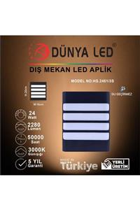 DÜNYA LED Hs.2451/3-s 24w Siyah Dış Mekan Duvar Aplik 3000k Günışığı