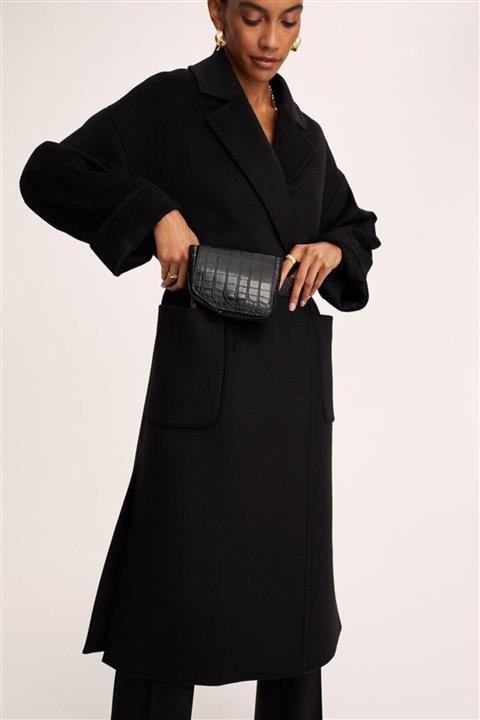 Perspective Hilde Rahat Kalıp Erkek Yaka Siyah Kaban