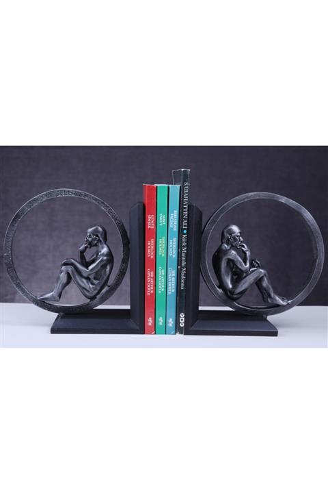 Gift Garden Özel Tasarım Halka Içinde Düşünen Insan Figürlü Kitap Tutucu