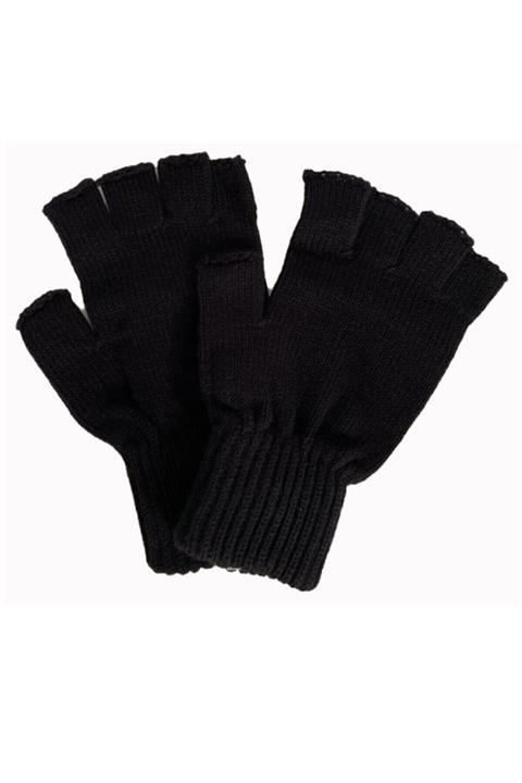 YILMAZ ASKERİ SHOP Siyah Yün Kesik Eldiven